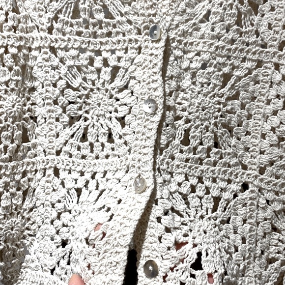 Ultra Pink Crochet Button front Sweater 🥰 - Picture 3 of 5